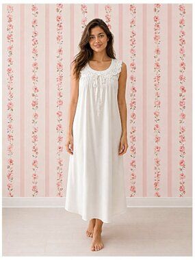 SoieRose 100% Cotton Victorian Cottagcore Lace Trim Vintage Nightgown - Bridal S